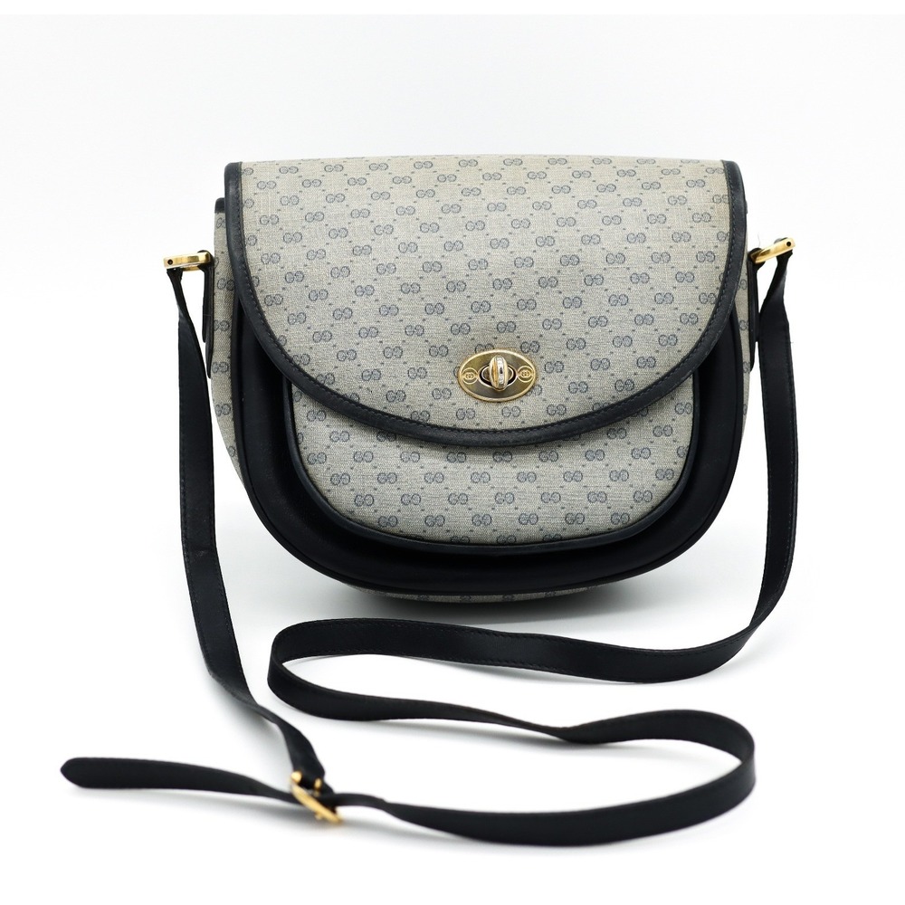 Gucci‎ GG Sherry Navy Blue Vintage Crescent Crossbody